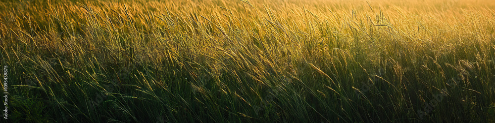 Poster prairie patterns: a field of tall grass sways gently in the wind, revealing delicate patterns and te