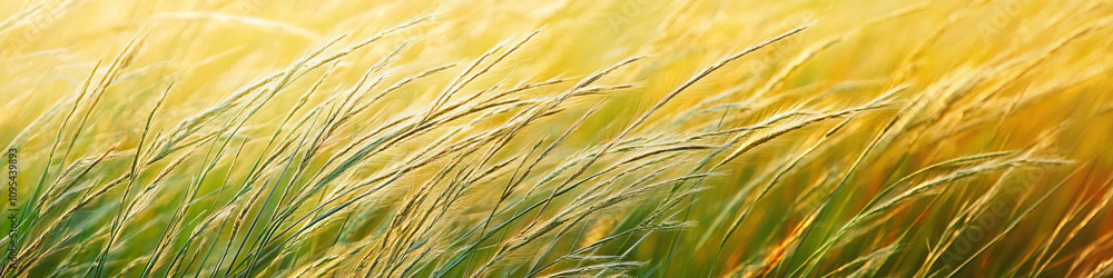Poster prairie patterns: a field of tall grass sways gently in the wind, revealing delicate patterns and te