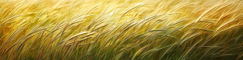 Fototapeta premium Prairie Patterns: A field of tall grass sways gently in the wind, revealing delicate patterns and textures created by the sunlight.