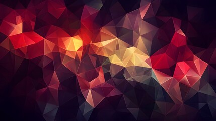 Obraz premium Red and black polygonal background with dark abstract shapes