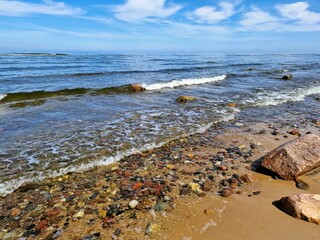 The coast of the Baltic Sea in the resort of Międzyzdroje. After a storm, you can discover ambers...