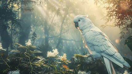 A striking blue and white parrot sitting gracefully on a branch, showcasing its vibrant colors and exotic charm in a natural setting.  

