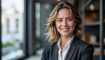 Happy middle aged business woman attorney, smiling 45 years old lady