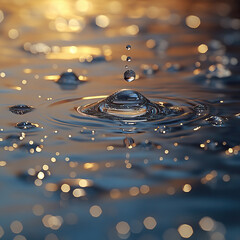 Dewdrops on Spiderweb at Sunset