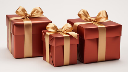 Red gift boxes with golden ribbons