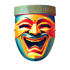 Colorful theater mask symbolizing joy and performance in vibrant artistic style