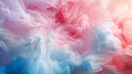 Abstract flowing fabric background with pink and blue hues.