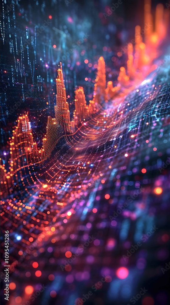 Poster rising curve symbolizing price increases dynamic and dramatic economic graph vibrant colors abstract