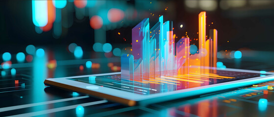 3d image photo of a graph popping out of an ipad sales and marketing operations inspiring company growth futurinspired imagery