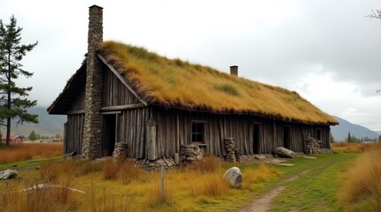 Obraz premium Old Viking Longhouse in Norway