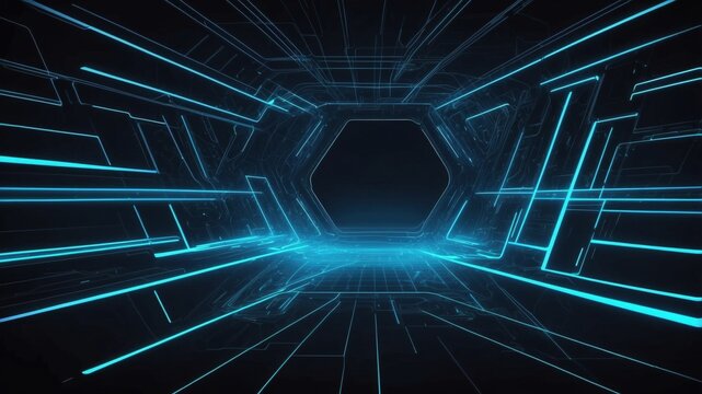 Futuristic Digital Hexagonal Tunnel Design