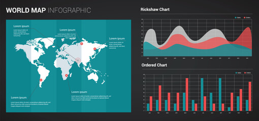 Flat World Map Infographics