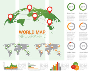 Free Vector Flat World Map Infographic Chart