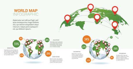 Free Vector Flat World Map Infographic Data
