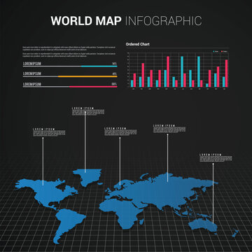 Flat World Map Infographics
