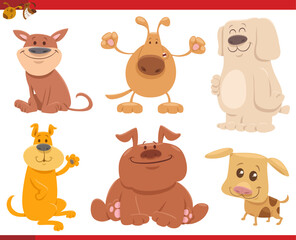funny cartoon dogs and puppies comic characters set