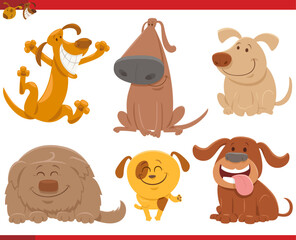 funny cartoon dogs and puppies comic characters set