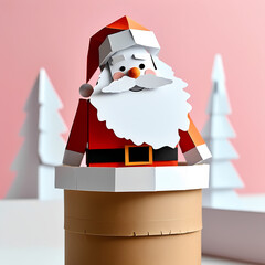 Santa Clause coming down the chimney in paper craft