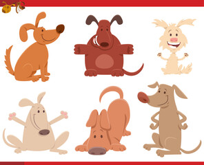 funny cartoon dogs and puppies comic characters set