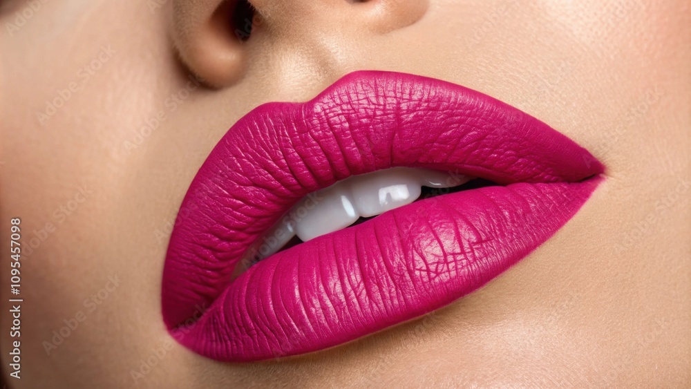 Aufkleber in this captivating portrait a dazzling fuchsia hue envelops the lips. the focus is on the bold act 