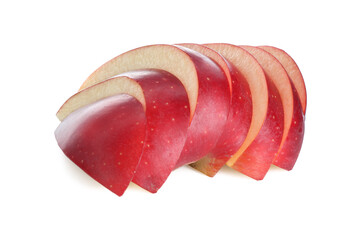 Slices of fresh ripe apple isolated on white