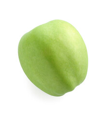 One ripe green apple isolated on white, top view