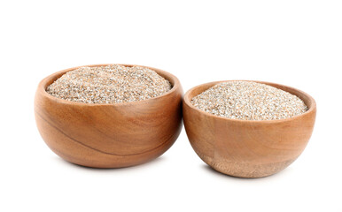 Rye bran in bowls isolated on white