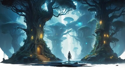 Enchanted Forest Path with Magical Lighting