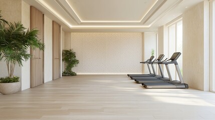 Luxurious Arabian-Inspired Fitness Haven: Sophisticated Islamic Interior Design of a Contemporary Home Gym with Motivational Decor and Modern Equipment