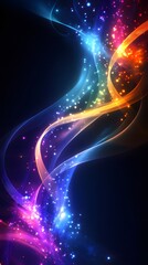 Fototapeta premium Abstract wallpaper with vibrant blue, purple and orange colors, featuring smooth curves in the background