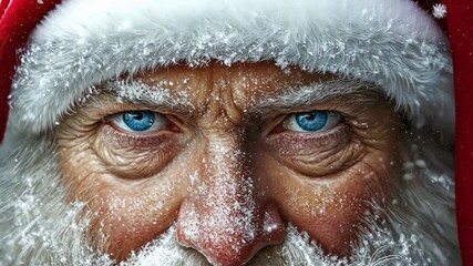 Close-up of santa claus with snowy beard and blue eyes for happy st. nicholas day ai