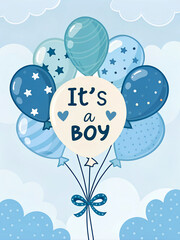 Cheerful baby shower celebration with blue balloons for a boy