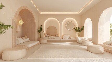 Serene Modern Arabian-Inspired Nursery with Playful Decor 3D Render Digital Artwork