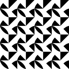 Seamless pattern with geometric motifs in black and white