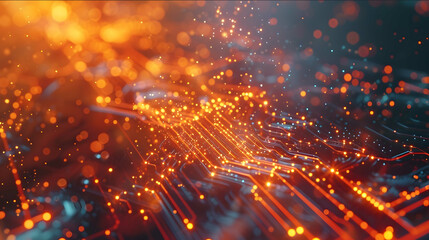 Fototapeta premium close up of wires and circuits igniting and lighting up