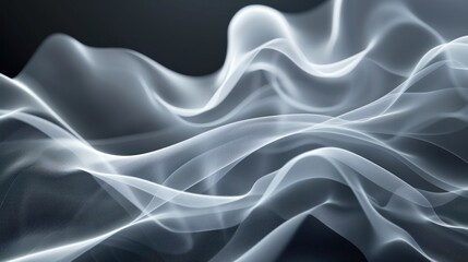 Obraz premium Abstract flowing white smoke on dark background.