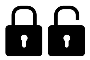 Black isolated icon of locked and unlocked