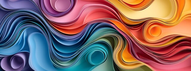 Obraz premium A close-up of colorful paper in the shape of an abstract wave, symbolizing creativity and innovation in design