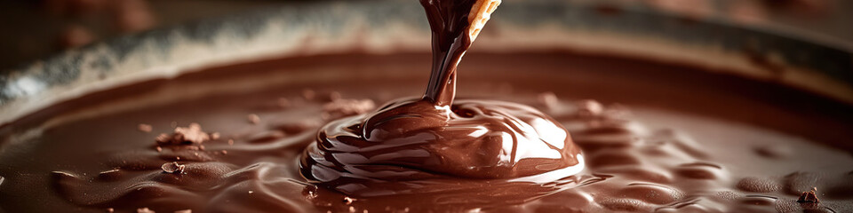 Chocolatey Escape: Rich, melty chocolate pouring from a double-dipped cone onto a vintage plate.