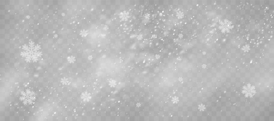 Magical Winter Snowflakes: Transparent Backgrounds and Snowstorm Scenery for January and February Themes