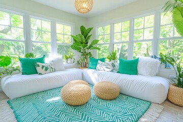 Cozy, nostalgic room with vintage coastal decor. Generative AI