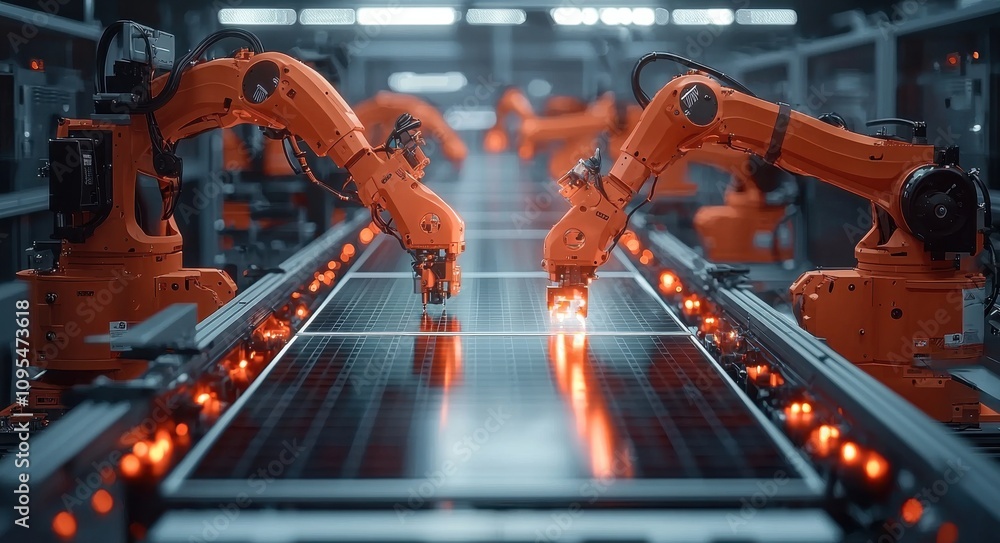 Poster advanced robotics operating on a modern factory production line