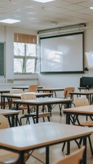 Modern middle school classroom featuring innovative learning tools in a clean, professional setting