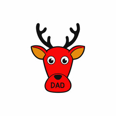 cute deer head vector illustration with text Dad with white background 