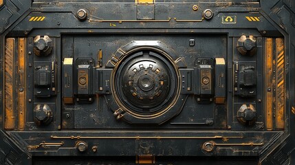 Fototapeta premium Futuristic Sci-Fi Panel: Grunge Tech Design