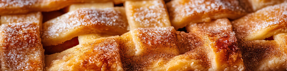 Cinnamon Sugar Bliss: A cozy up-close shot of warm apple pie with a sprinkle of cinnamon and sugar.
