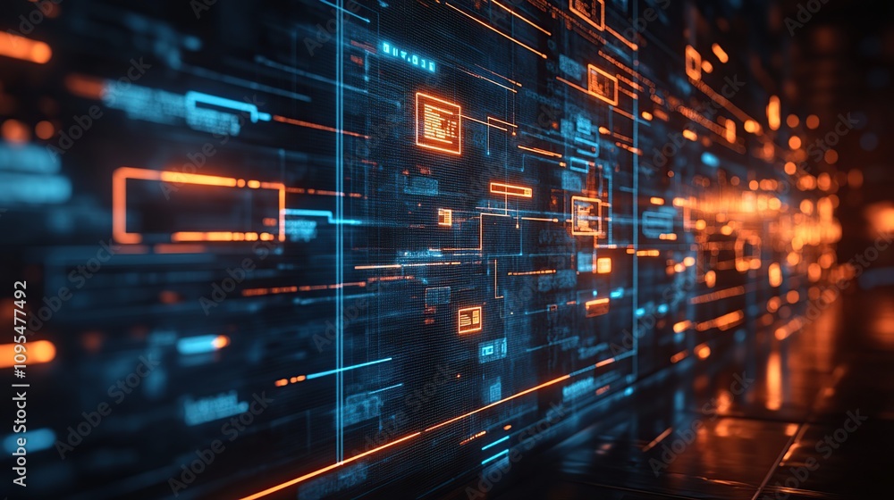Poster abstract digital data stream: futuristic technology interface
