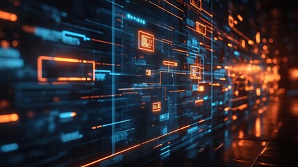 Obraz premium Abstract Digital Data Stream: Futuristic Technology Interface