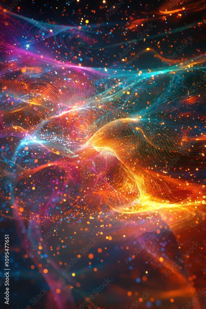 Poster Colorful abstract visualization of dynamic data and energy flow