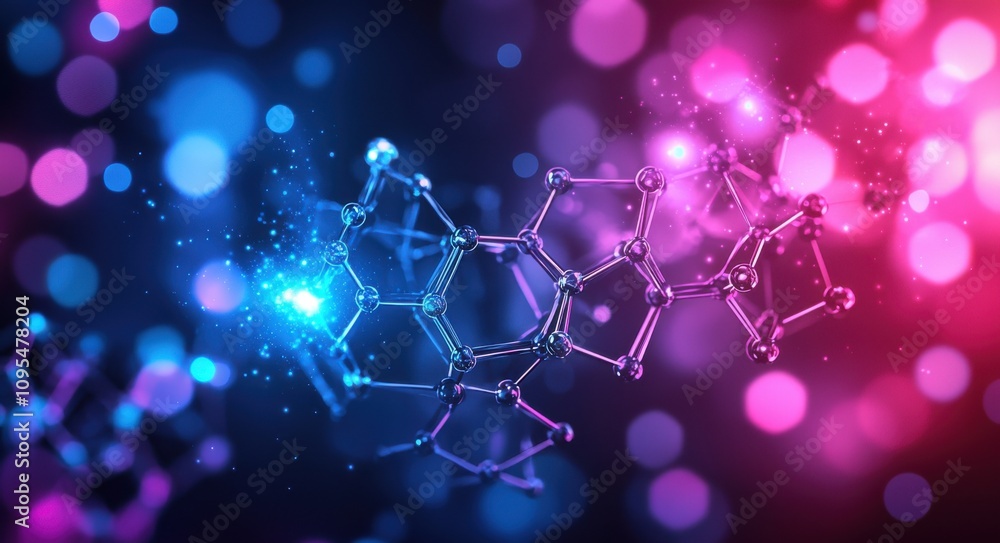 Aufkleber abstract molecular structure with vibrant hexagonal connections